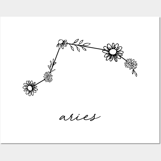 Aries Zodiac Wildflower Constellation Wall Art by aterkaderk